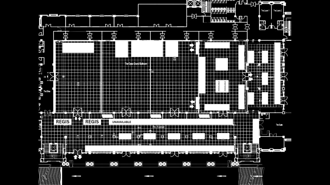 Exhibition floor plan at The Tribrata Dharmawangsa: stage, premium and standard booth positions